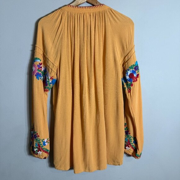 Sundance Catalog Fabled Table Embroidered Blouse Women's Small Gold Floral Flowy - Picture 11 of 13
